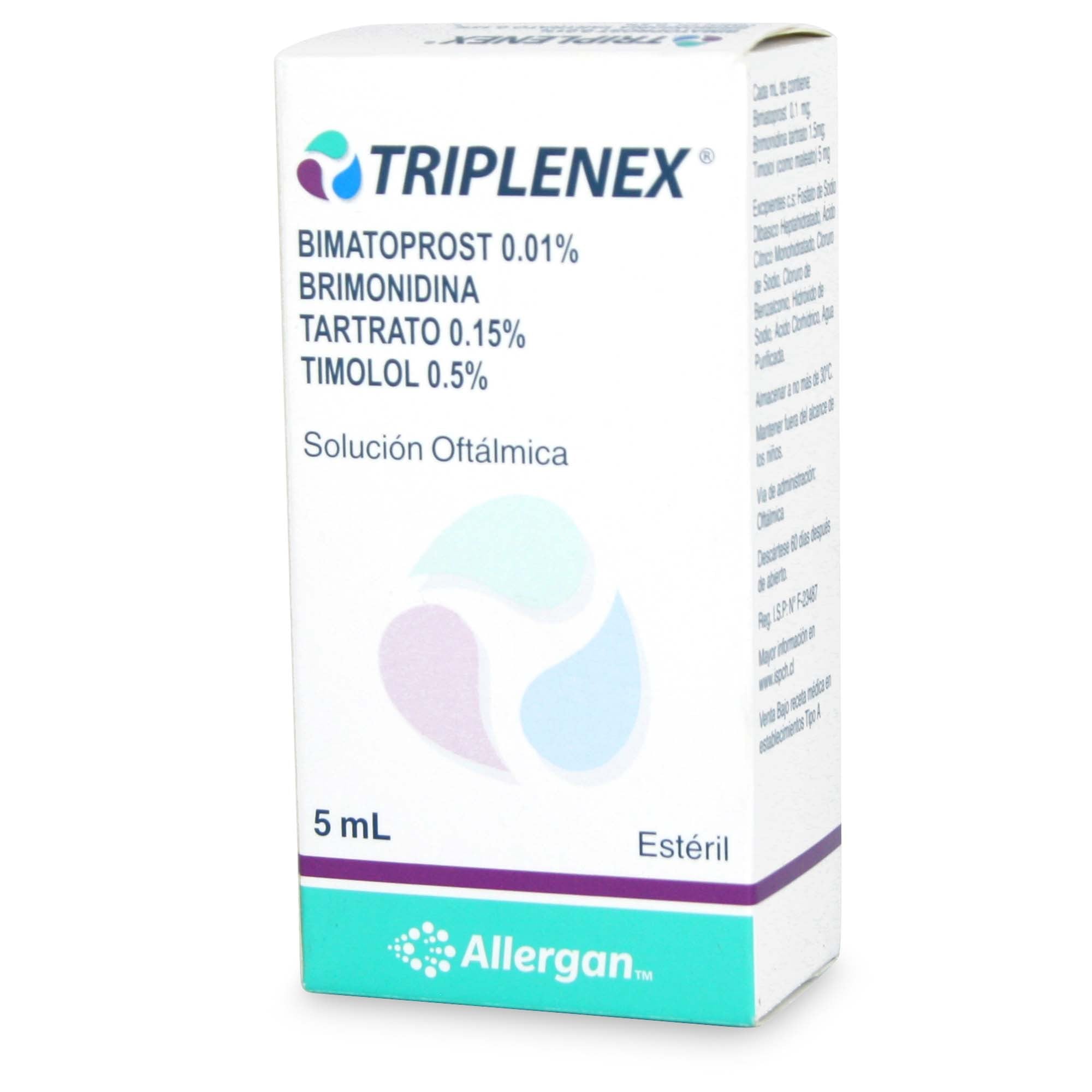 Triplenex Bimatoprost+Brimonidina+Timolol Solución Oftalmica 5 mL