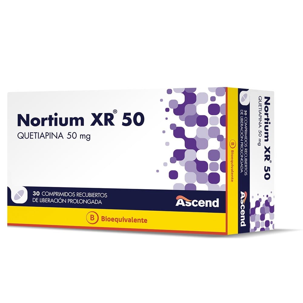 Nortium XR Quetiapina 50 mg 30 Comprimidos Recubiertos de Liberación Prolongada