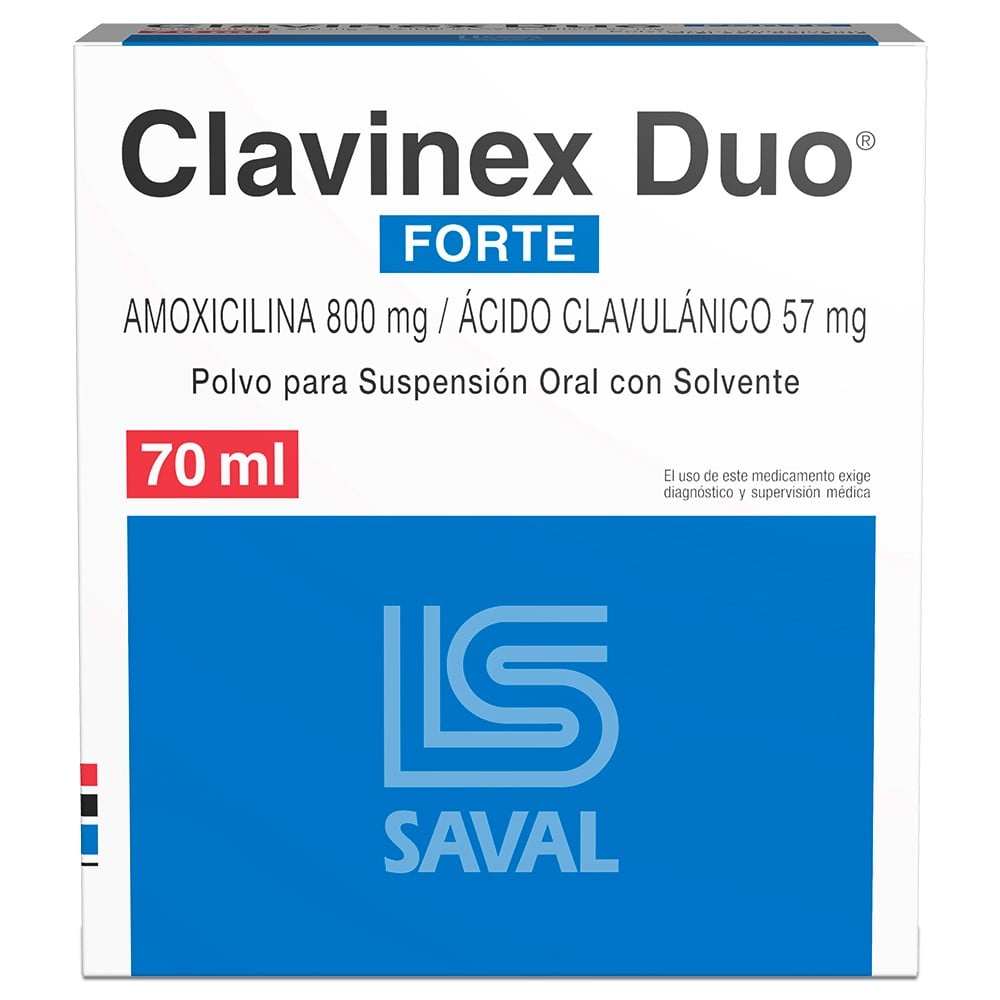 Clavinex Duo Forte Amoxicilina 57 mg Suspensión 70 mL