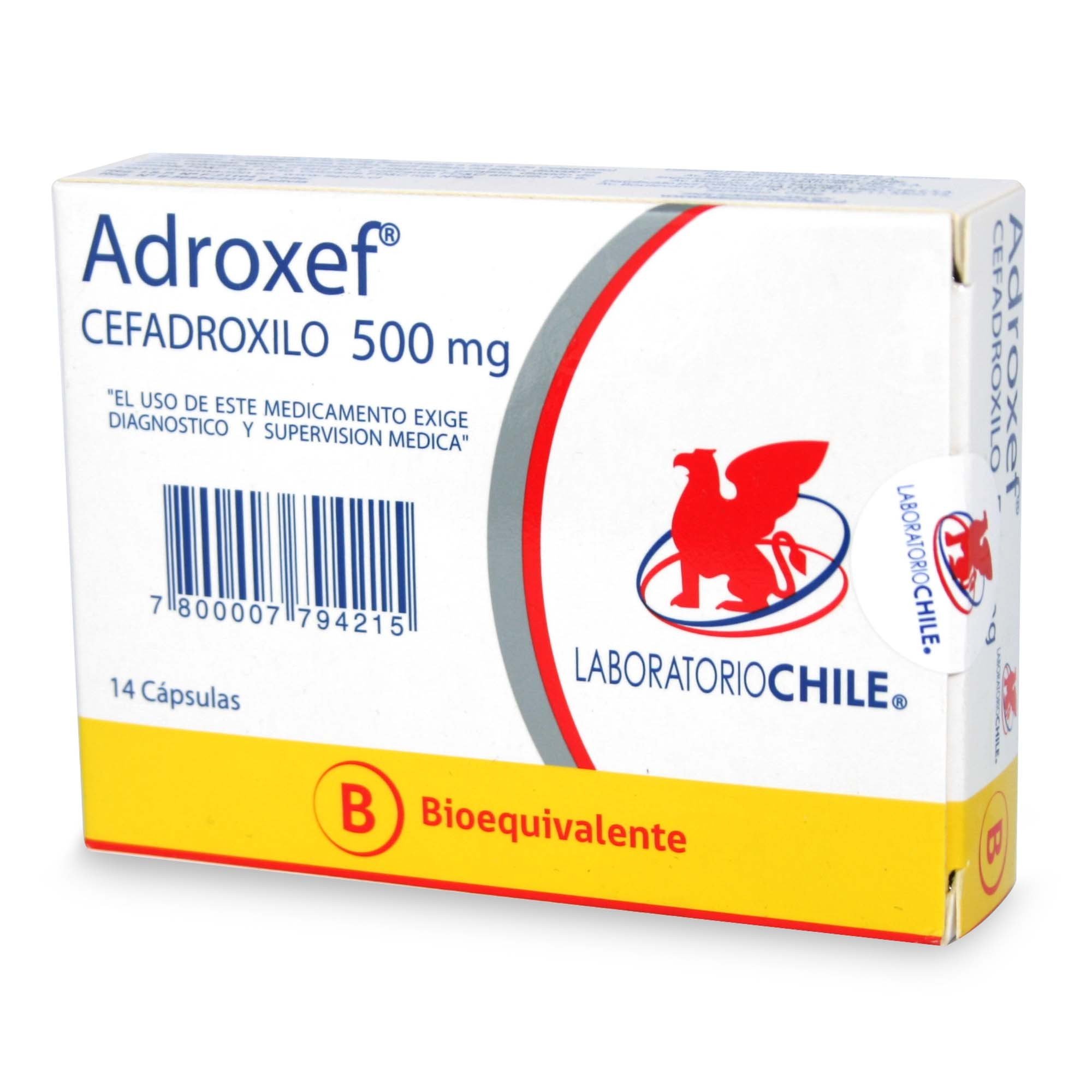 Adroxef Cefadroxilo 500 mg 14 Capsulas