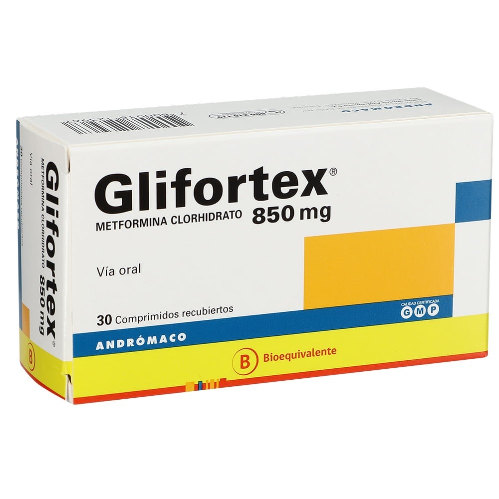 Glifortex Metformina 850 mg 30 Comprimidos