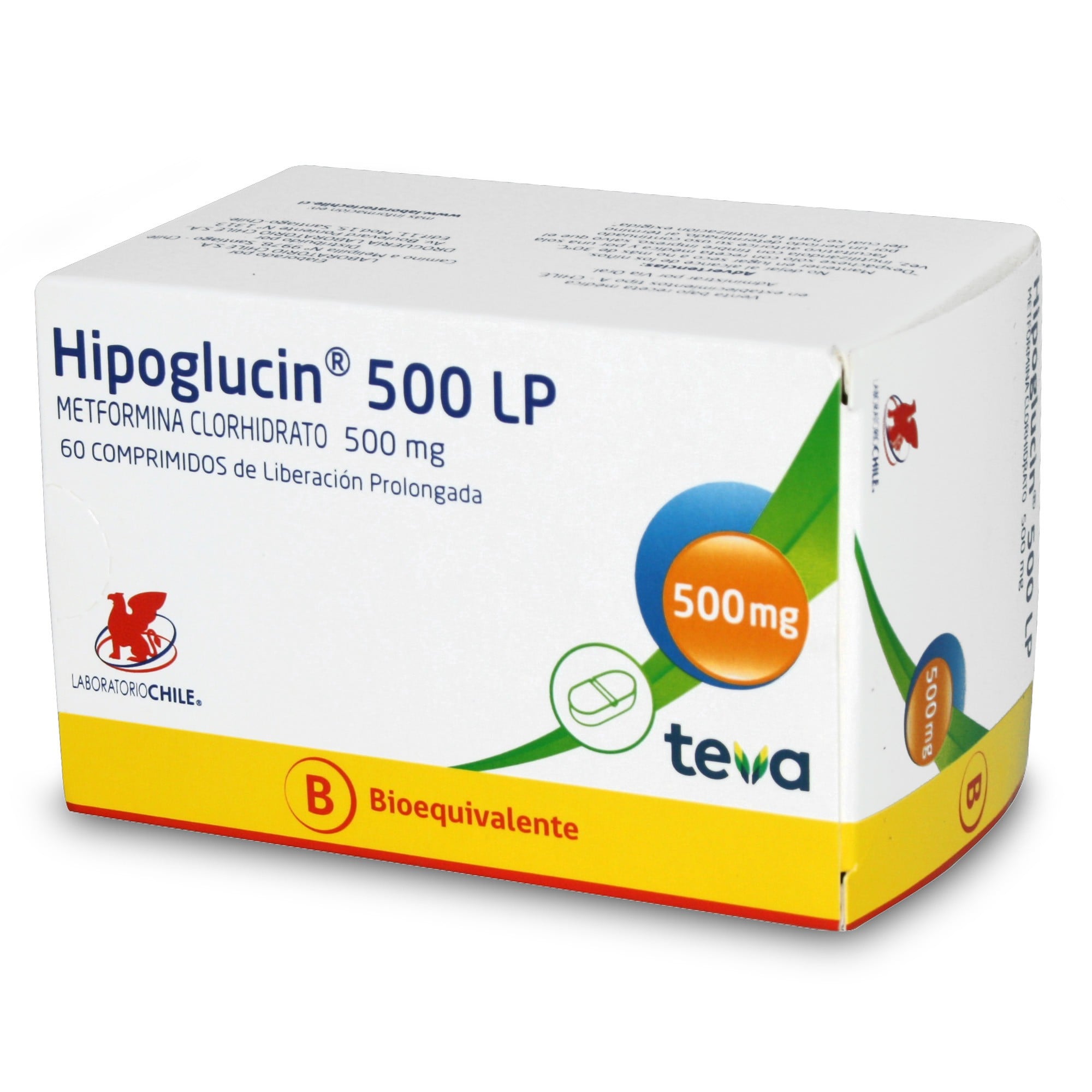 Hipoglucin 500 LP Metformina 500 mg 60 Comprimidos Liberacion Prolongada