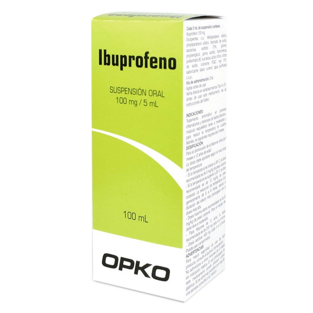 Ibuprofeno 100 mg/5mL Suspensión 100 mL