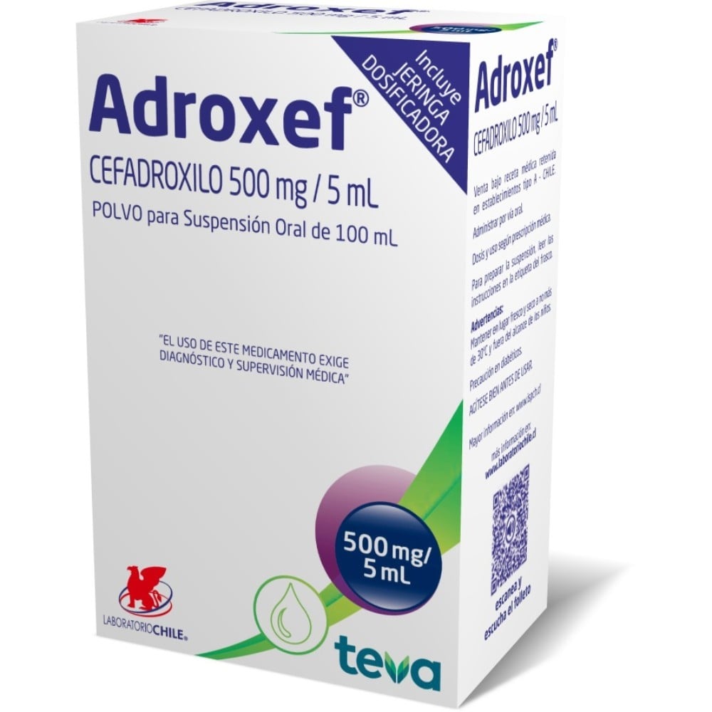 Adroxef Cefadroxilo 500 mg/5mL Suspensión 100 mL
