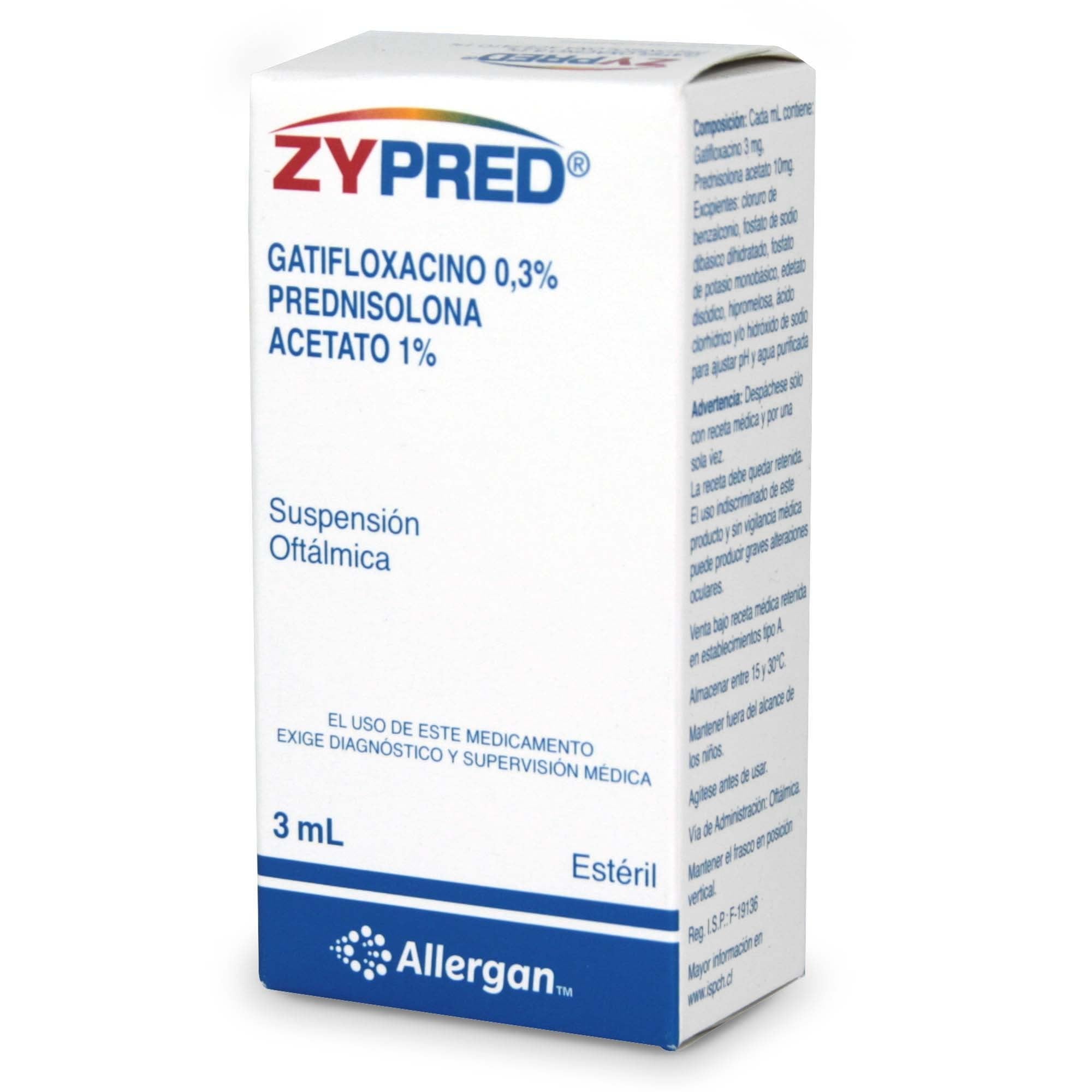 Zypred Gatifloxacino 0,3% Suspensión Oftalmica 3 mL