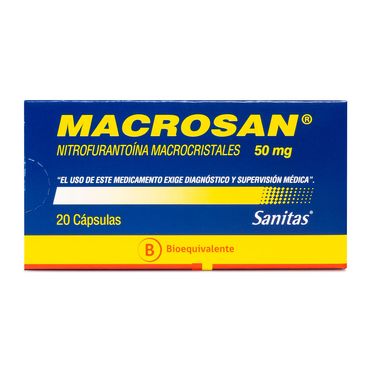 Macrosan nitrofurantoína 50 mg 20 cápsulas