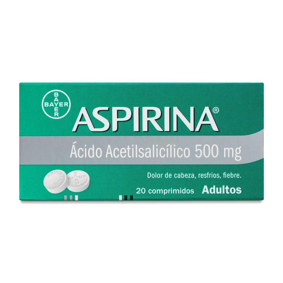 Aspirina ácido acetilsalicílico 500 mg 20 comprimidos