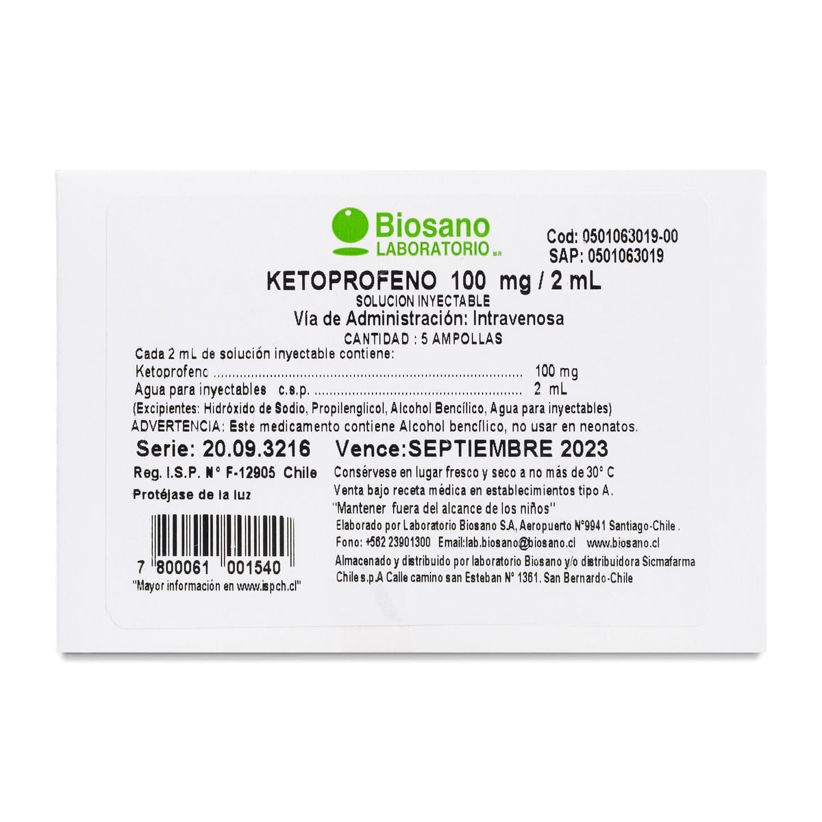 Ketoprofeno 100 mg/2 mL 5 ampollas solución inyectable