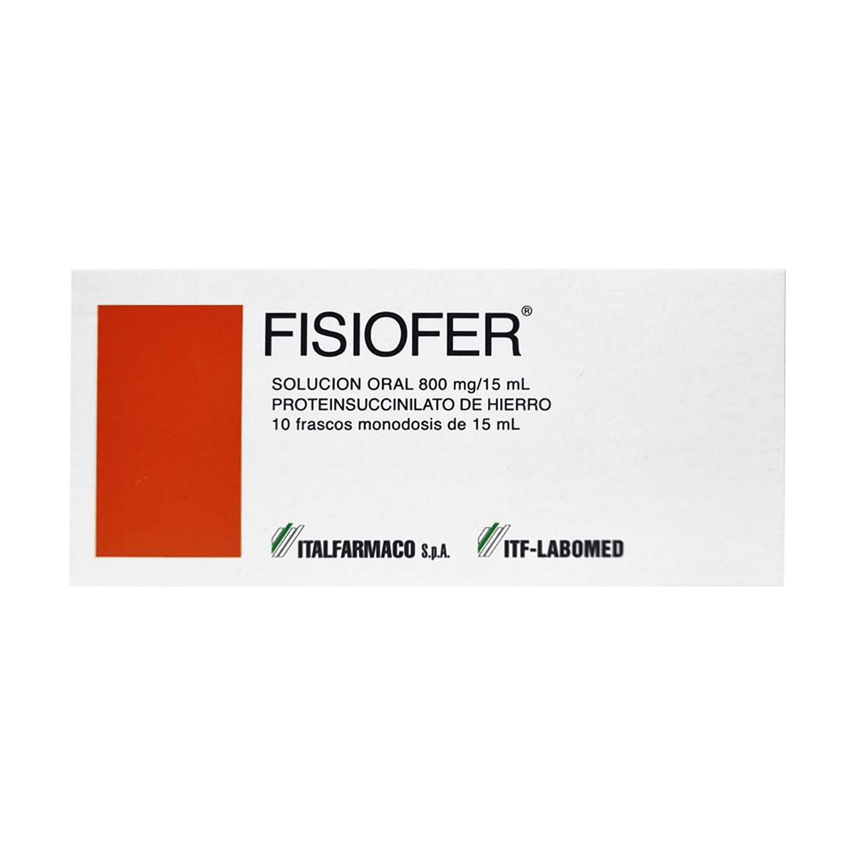 Fisiofer hierro 800 mg/15 mL solución oral 10 frascos monodosis de 15 mL