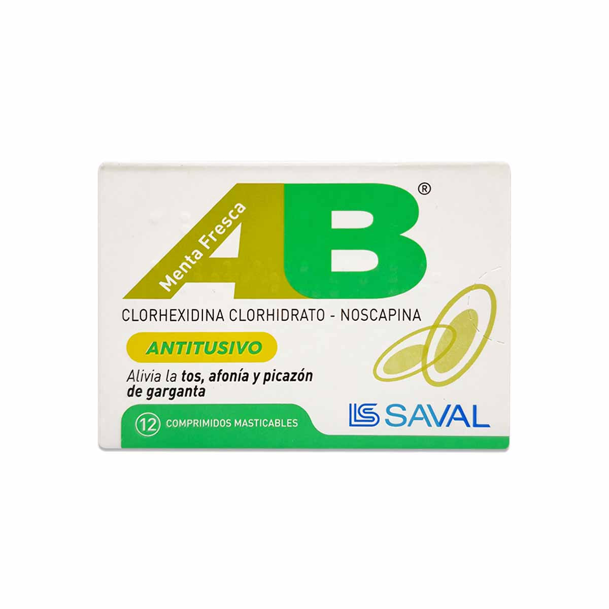 AB Antitusivo clorhexidina  5 mg noscapina 10 mg 12 comprimidos masticables