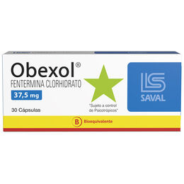 Obexol Fentermina 37.5mg 30 Cápsulas