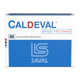 Caldeval Calcio / Vitamina D3 60 Comprimidos Masticables