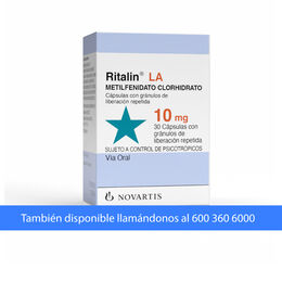 RITALIN LA CÁPSULAS CON GRÁNULOS DE LIBERACION REPETIDA 10 mg (METILFENIDATO CLORHIDRATO)