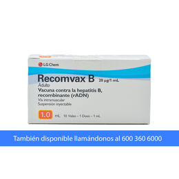 RECOMVAX-B VACUNA ANTI-HEPATITIS B RECOMBINANTE ABSORBIDA SUSPENSIÓN INYECTABLE 10 mcg/0,5 mL (ANTÍGENO DE SUPERFICIE PURIFICADO DEL VIRUS HEPATITIS B RECOMBINANTE (HBSAG))