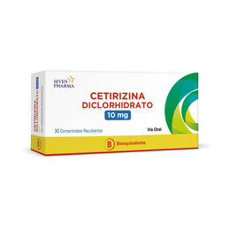 CETIRIZINA DICLORHIDRATO COMPRIMIDOS RECUBIERTOS 10 mg