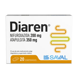 Diaren Nifuroxazida / Atapulgita 20 Comprimidos