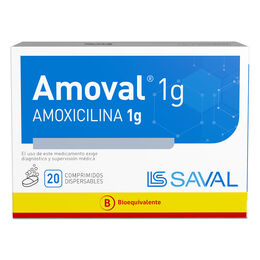 Amoval Amoxicilina 1g 20 Comprimidos Dispersables