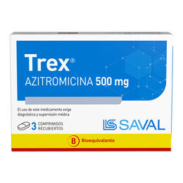 Trex (B) Azitromicina 500mg 3 Comprimidos Recubiertos