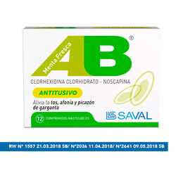 AB Antitusivo Noscapina / Clorhexidina 12 Comprimidos Masticables