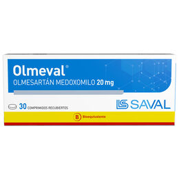 OLMEVAL COMPRIMIDOS RECUBIERTOS 20 mg (OLMESARTAN MEDOXOMILO)